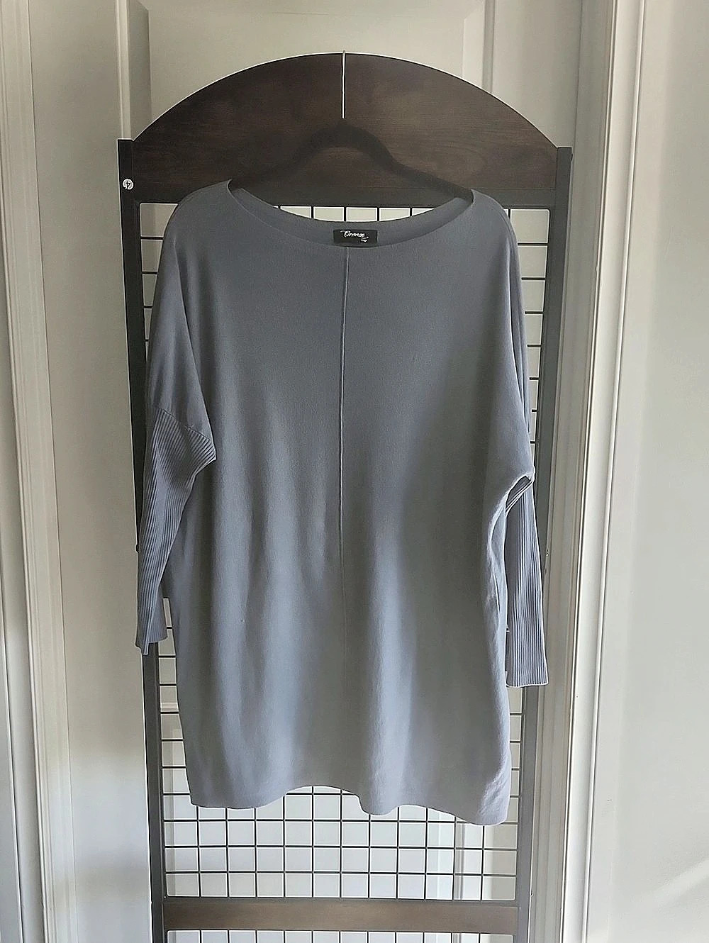 Orange Fashion Village Cashmere Feel Boat Neck Tunic Top Solf Blue